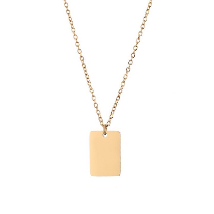 Custom Engraved Tiny Tag Necklace in Gold or Silver
