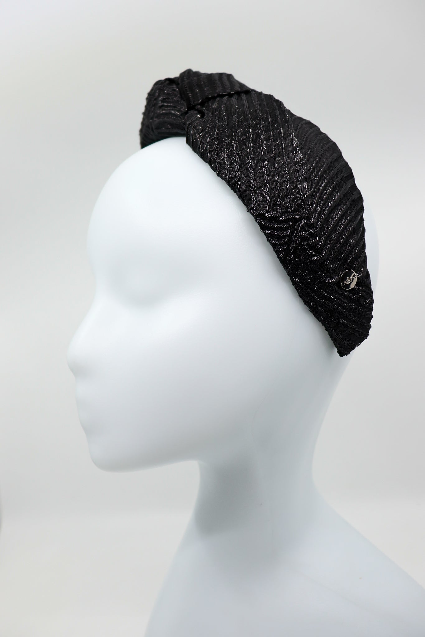 Luxury Holly Top Knot Headband with Mulberry Silk & Metallic Threads by Eva Oherjus at www.brixbailey.com
