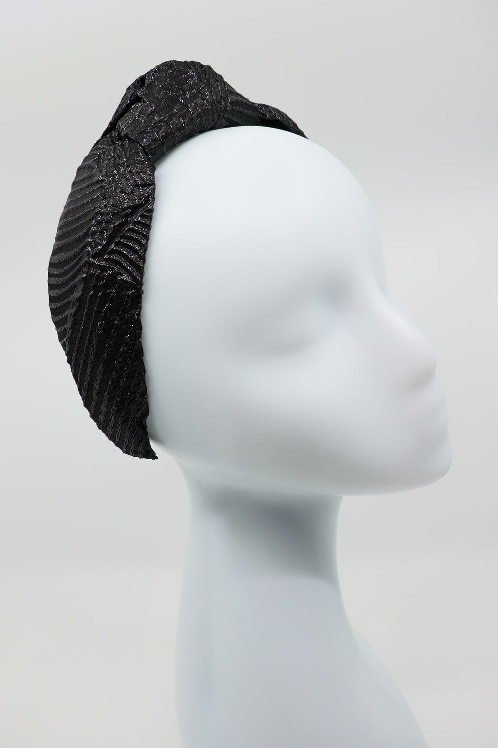 Elegant Holly Top Knot Headband with Silk & Metallic Accents by Eva Oherjus at www.brixbailey.com
