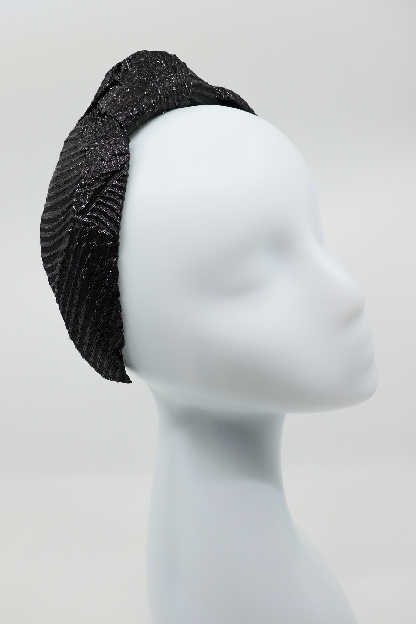 Elegant Holly Top Knot Headband with Silk & Metallic Accents by Eva Oherjus at www.brixbailey.com