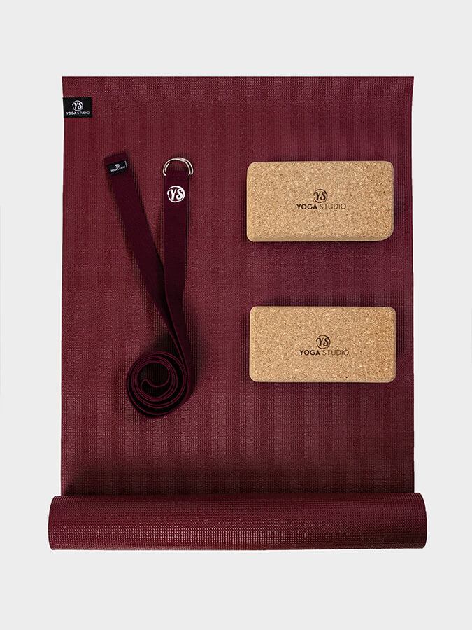 Starter Cork Yoga Set with Mat Blocks and Strap