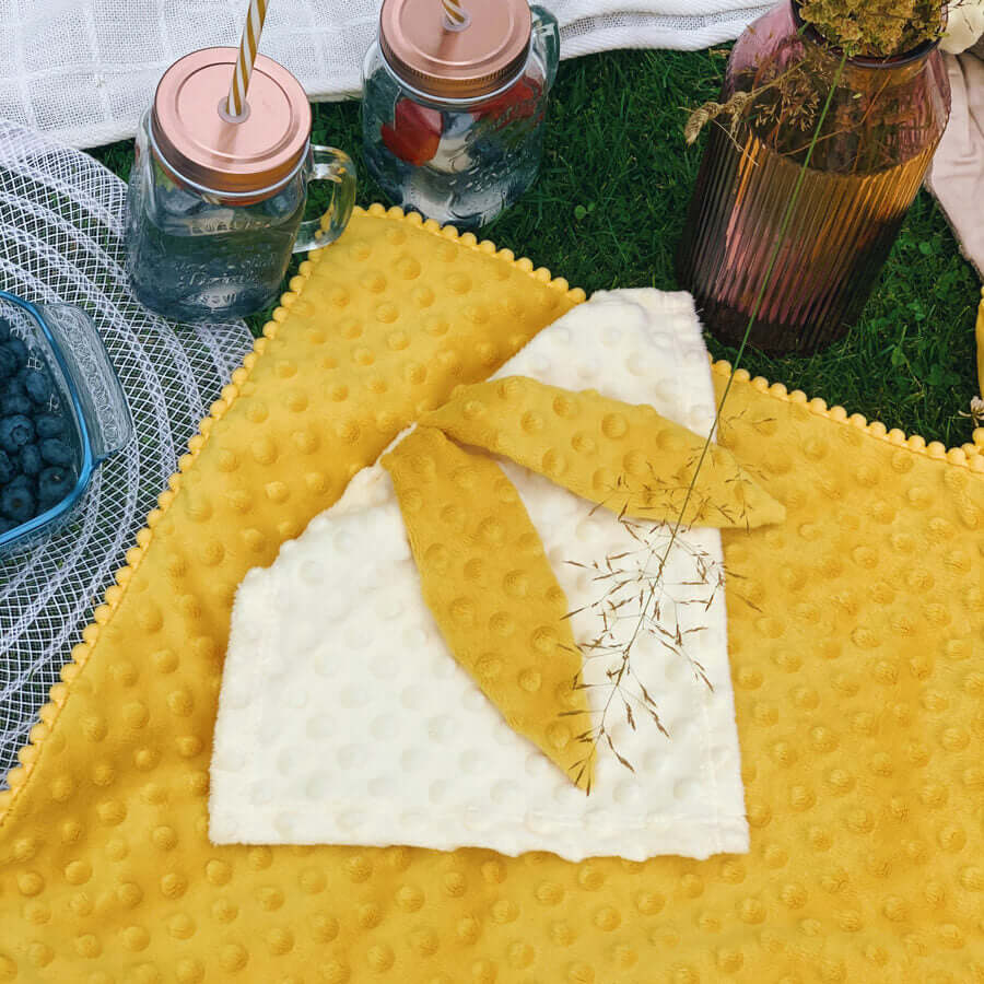 Double-Sided Baby Blanket with Detachable Bunny Ears Toy - Soft, Safe & Dual-Textured by Kai aš mažas buvau at www.brixbailey.com