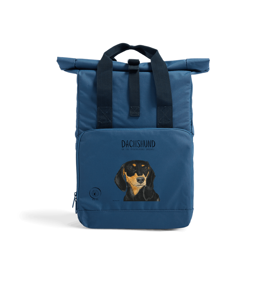 Back and Tan Dachshund Roll Top Backpack