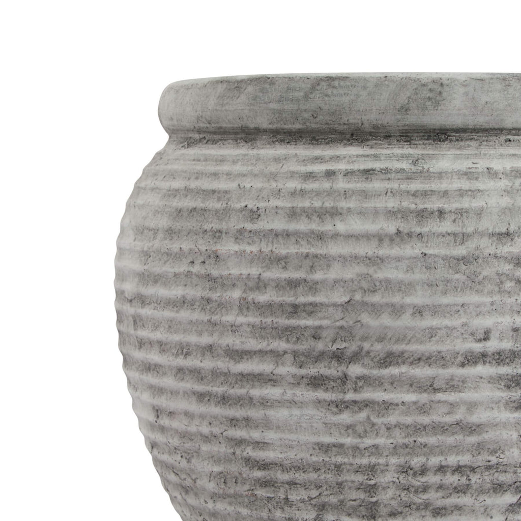 Handcrafted white ceramic planter with sculpted rim, Mediterranean-inspired design for home decor. by Sostter at brixbailey.com