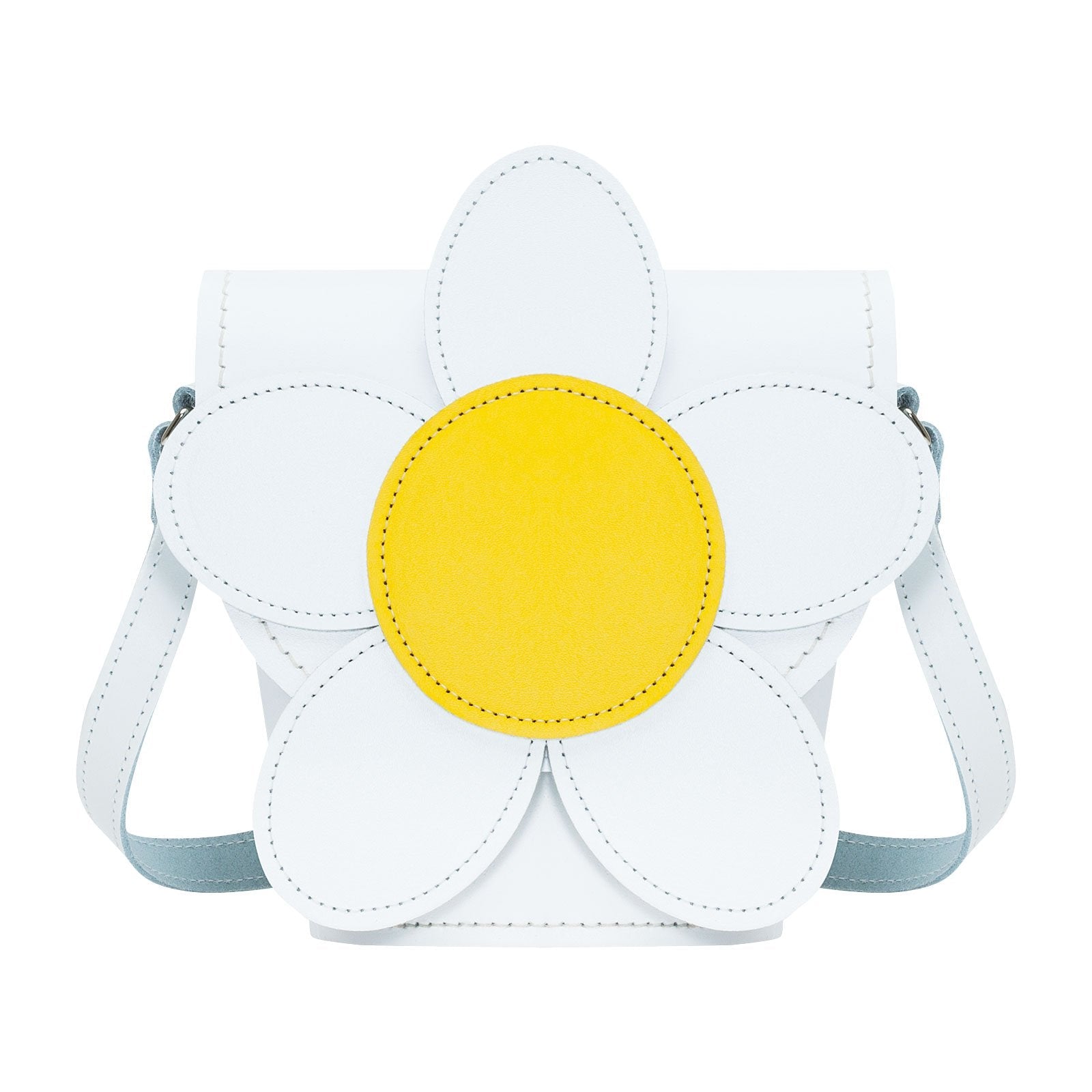 Handmade Leather Daisy Barrel Bag in White