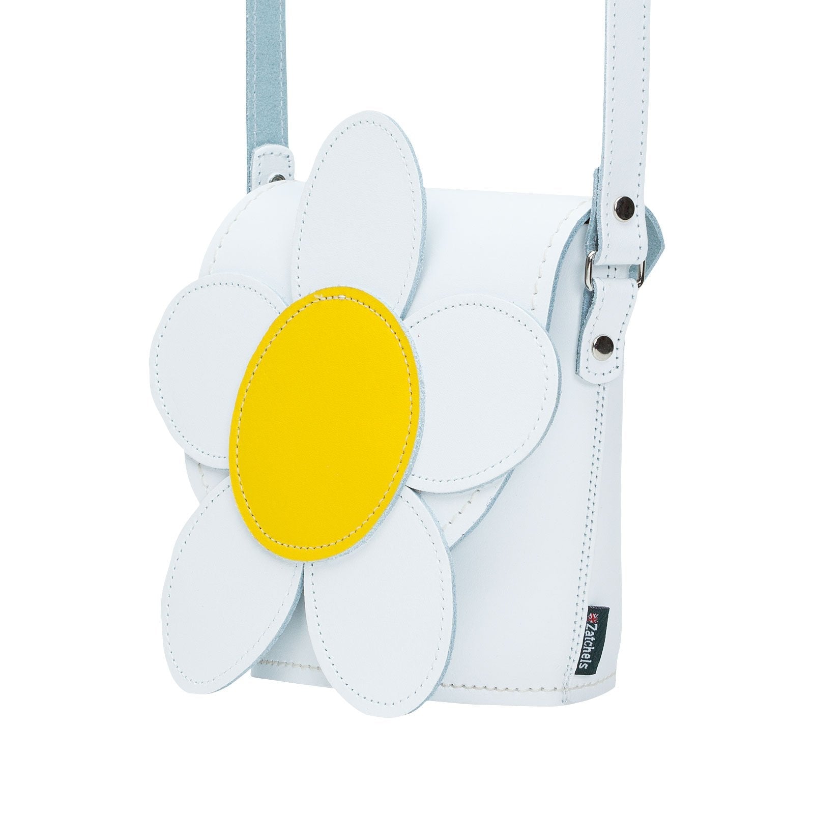Handmade Leather Daisy Barrel Bag in White