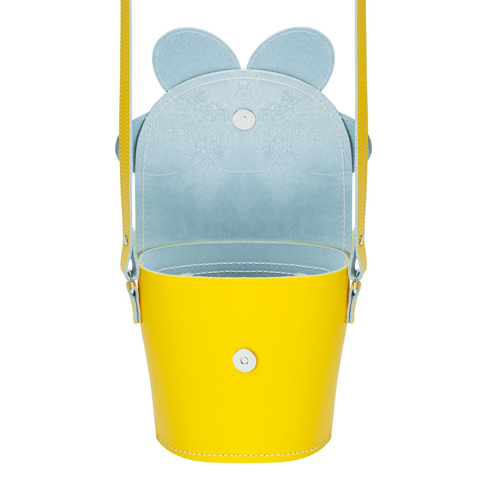 Handmade Leather Daisy Barrel Bag in Pastel Yellow