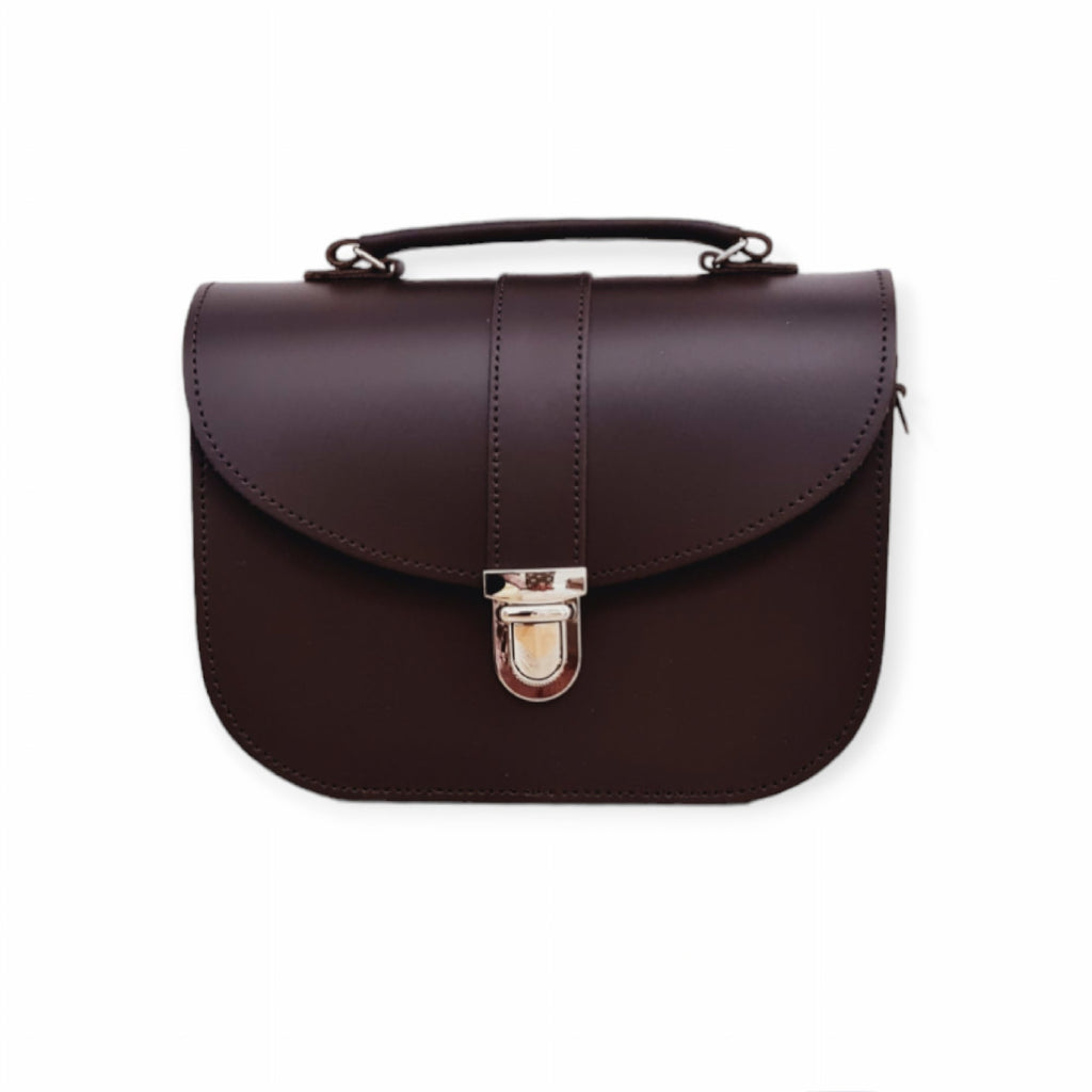 Handmade Dark Brown Leather Bag with Adjustable Strap