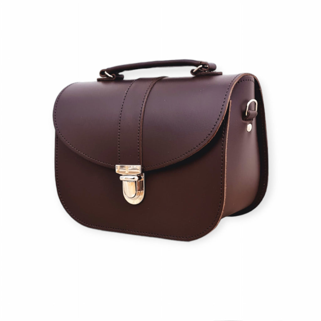 Handmade Dark Brown Leather Bag with Adjustable Strap