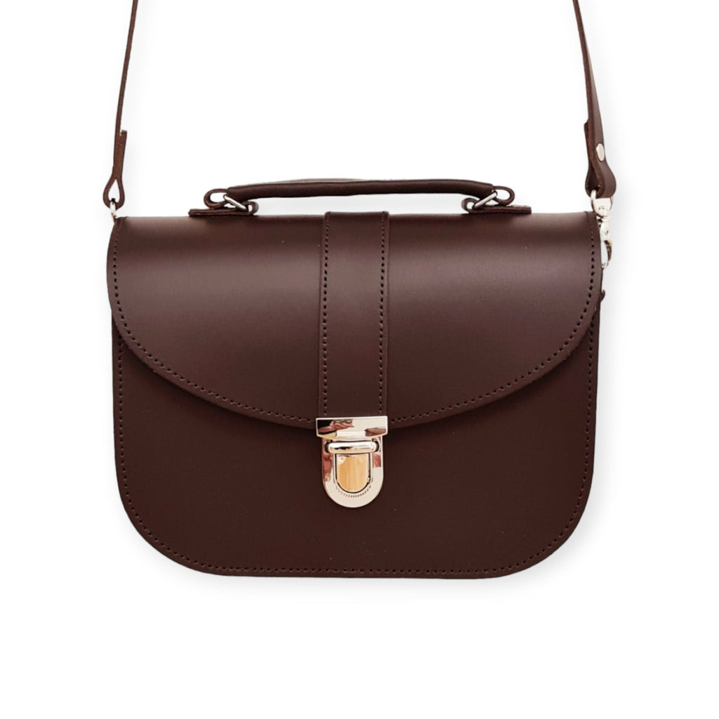 Handmade Dark Brown Leather Bag with Adjustable Strap