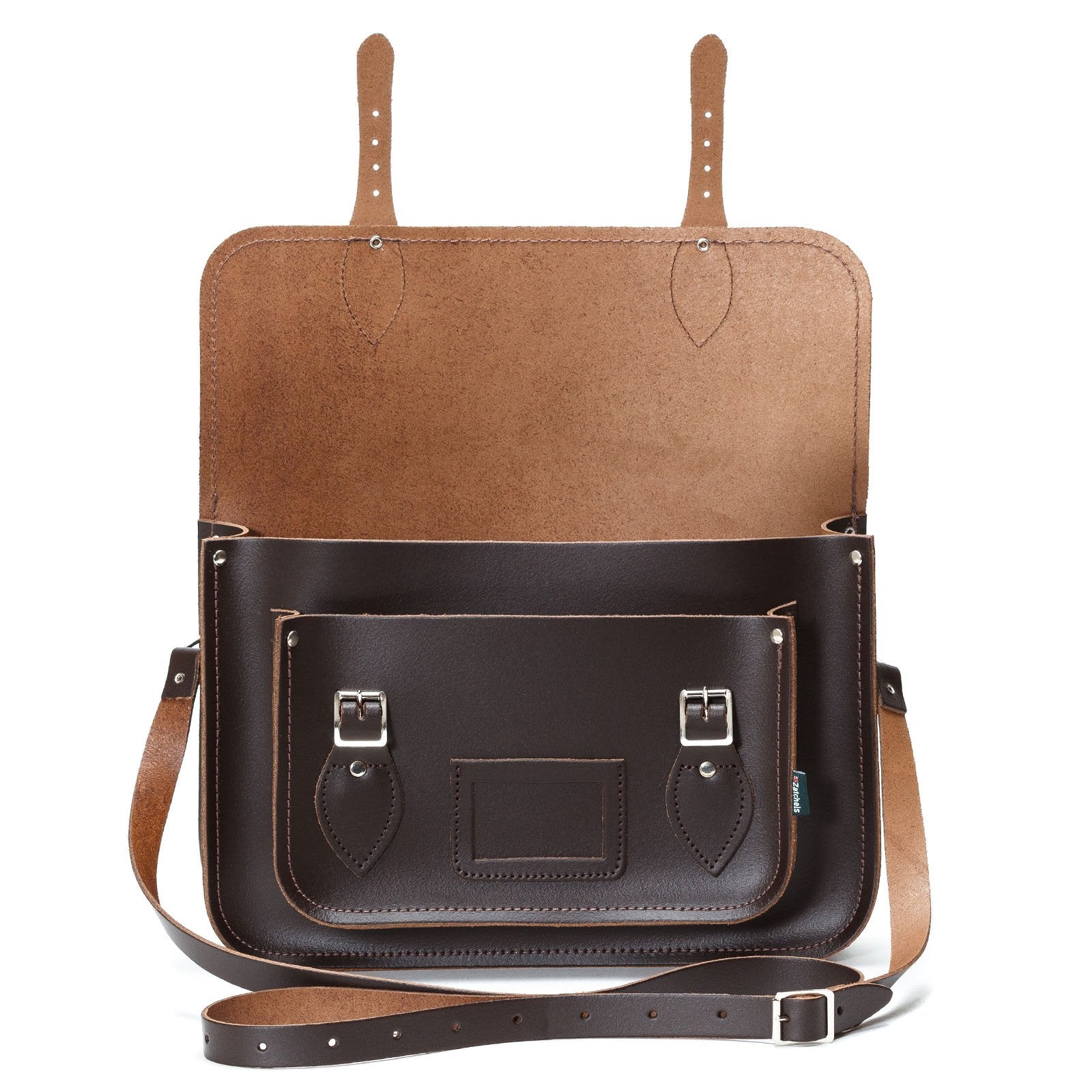 Handmade Leather Satchel in Dark Brown