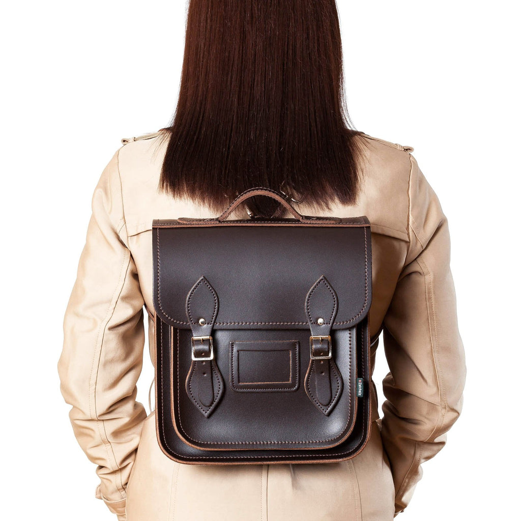 Handmade Leather City Backpack in Dark Brown