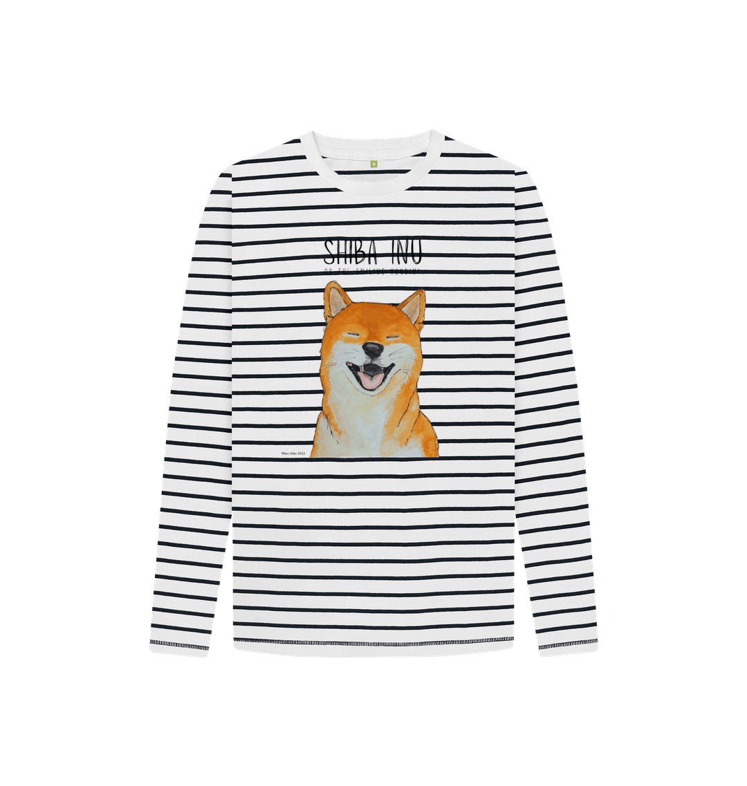 Shiba Inu Striped Long Sleeve Kids Tee