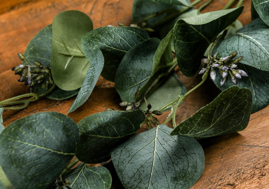 Lifelike green eucalyptus spray stem, 66cm tall, realistic plastic foliage for home decor by sostter at brixbailey.com