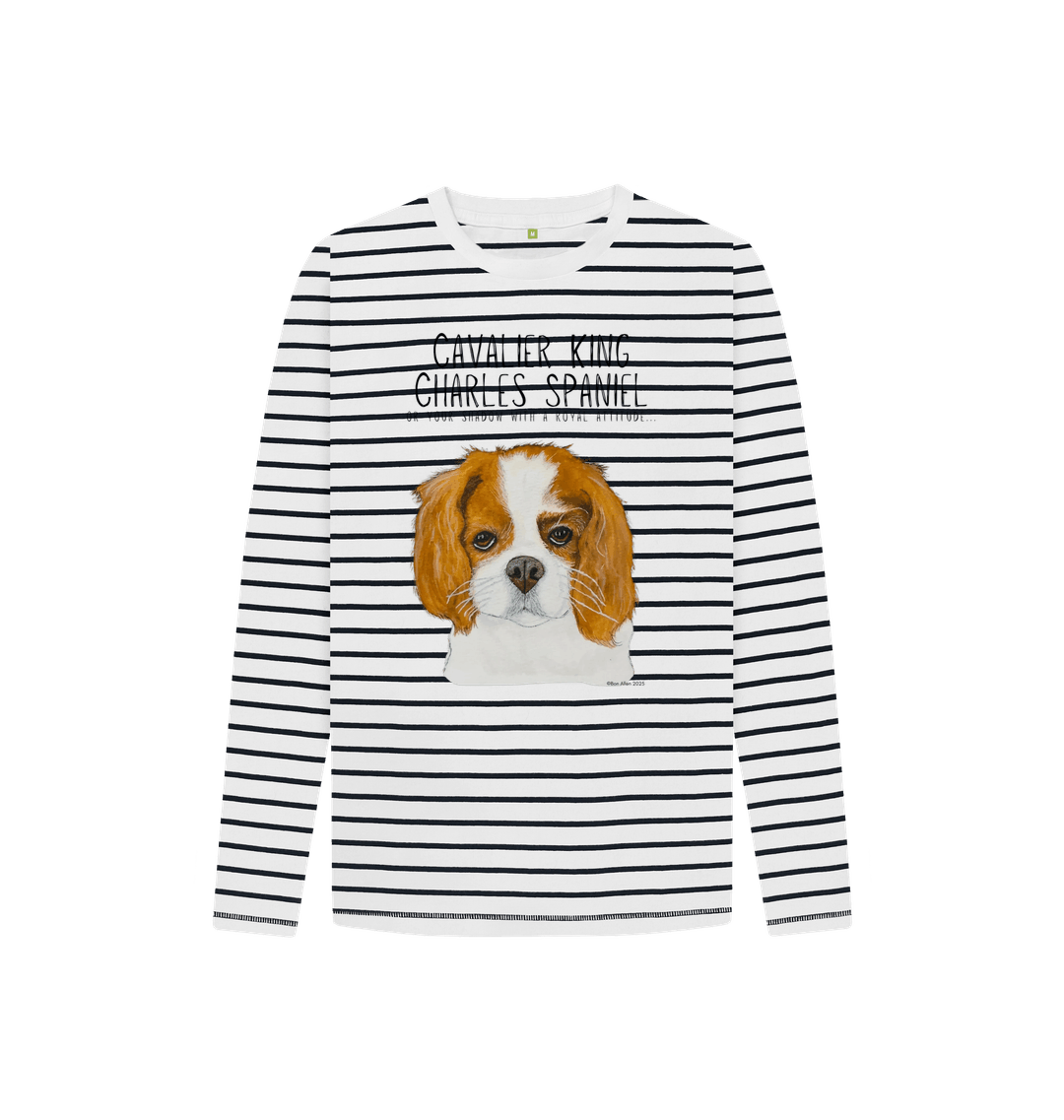 Eco Breton Striped Tee with Royal Spaniel Print for Kids