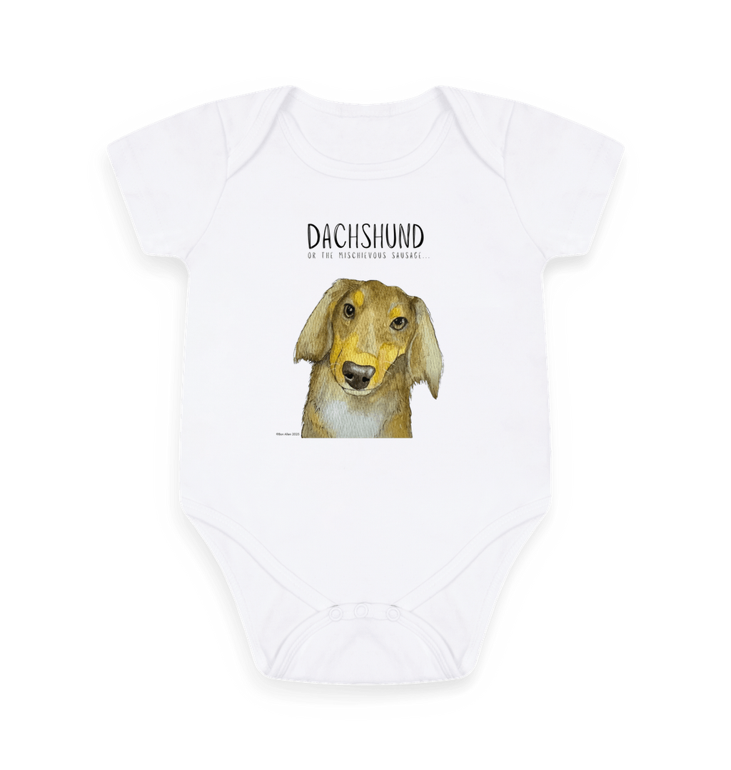 Mischievous Hot Dog Baby Bodysuit Long Haired Dachshund