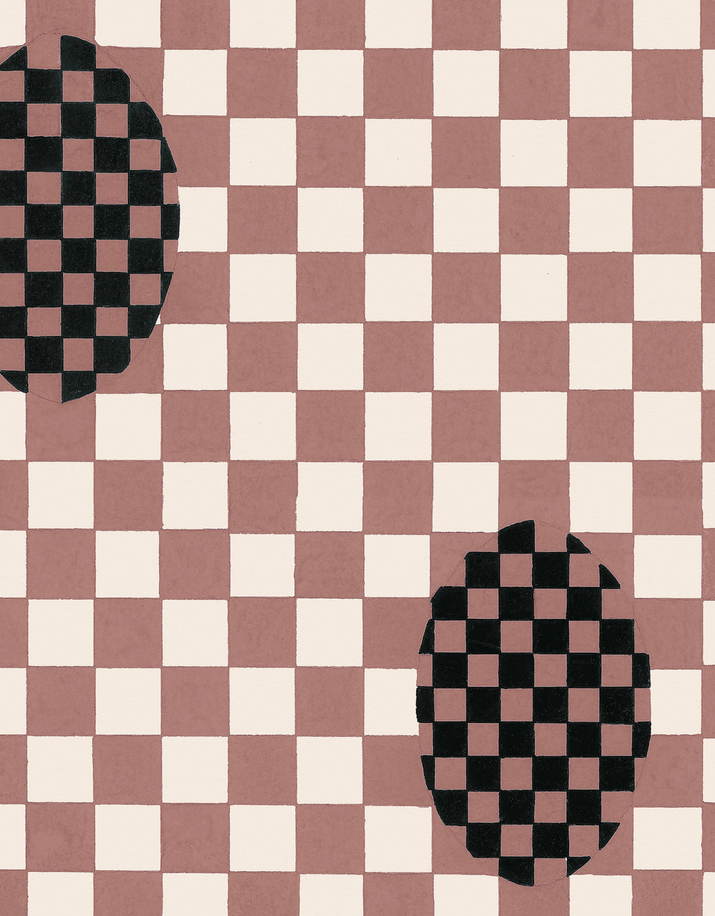 Deco Checkers Wallpaper in Toasted Coco