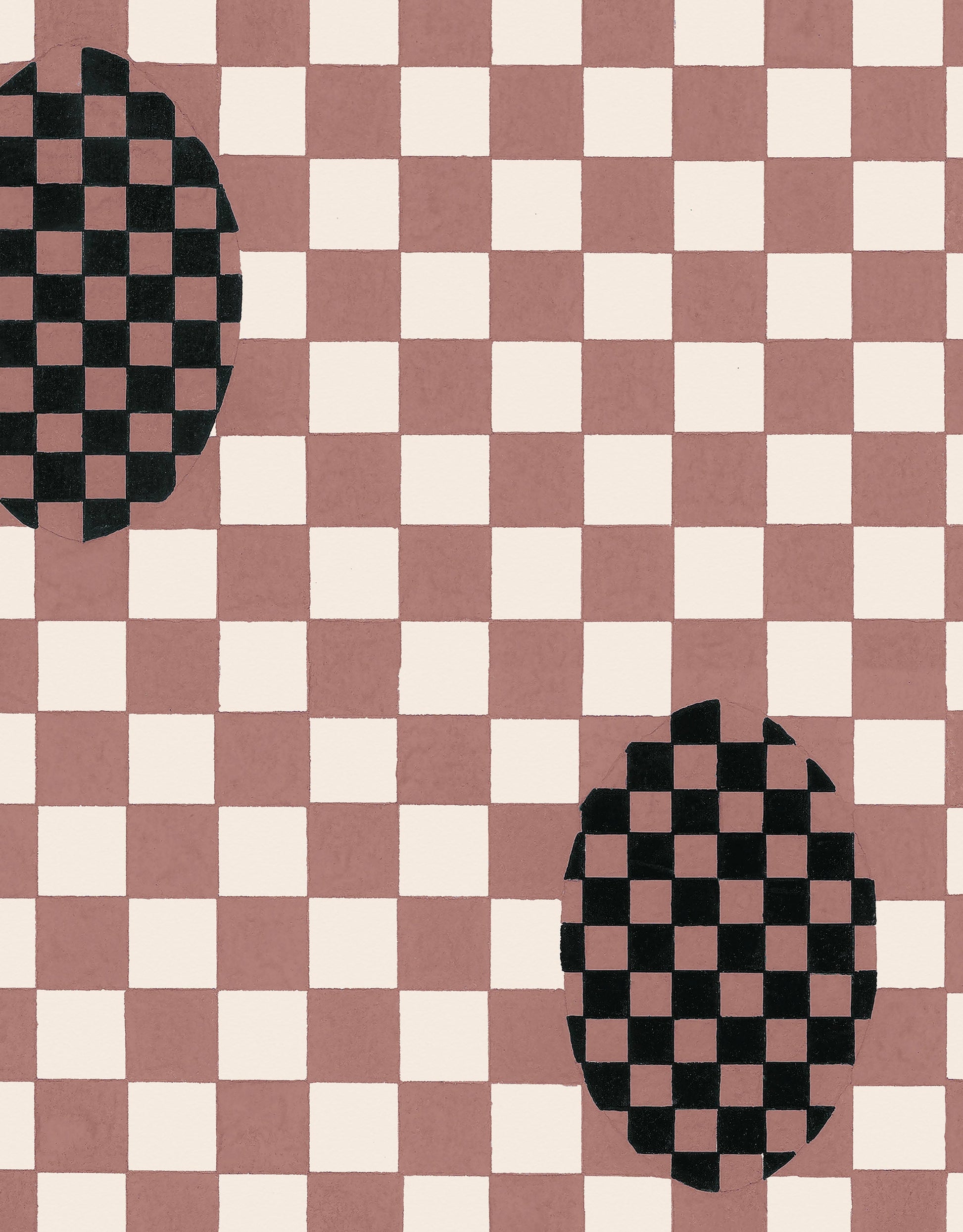 Deco Checkers Wallpaper in Toasted Coco