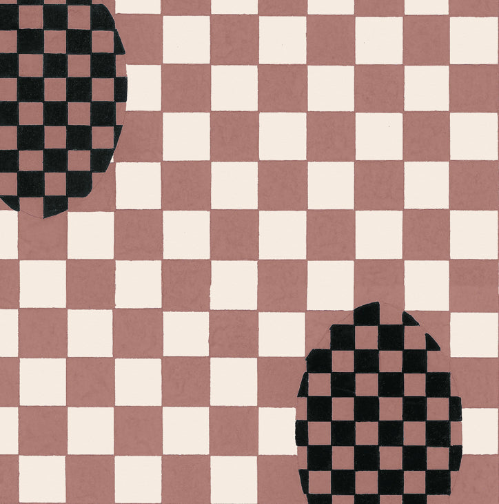 Deco Checkers Wallpaper in Toasted Coco
