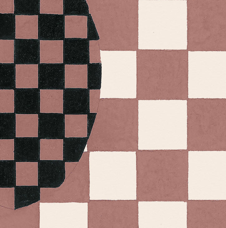 Deco Checkers Wallpaper in Toasted Coco