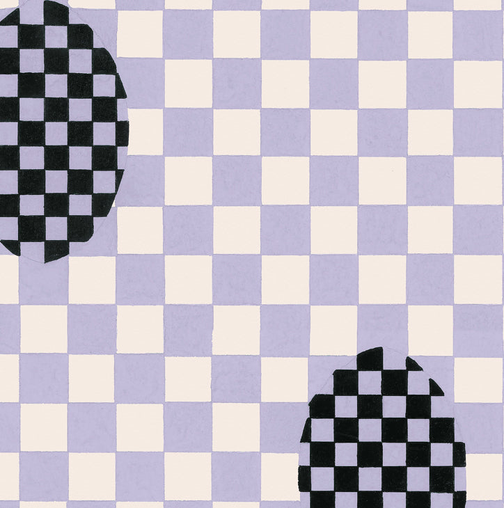 Deco Checkers Violet Veil Wallpaper