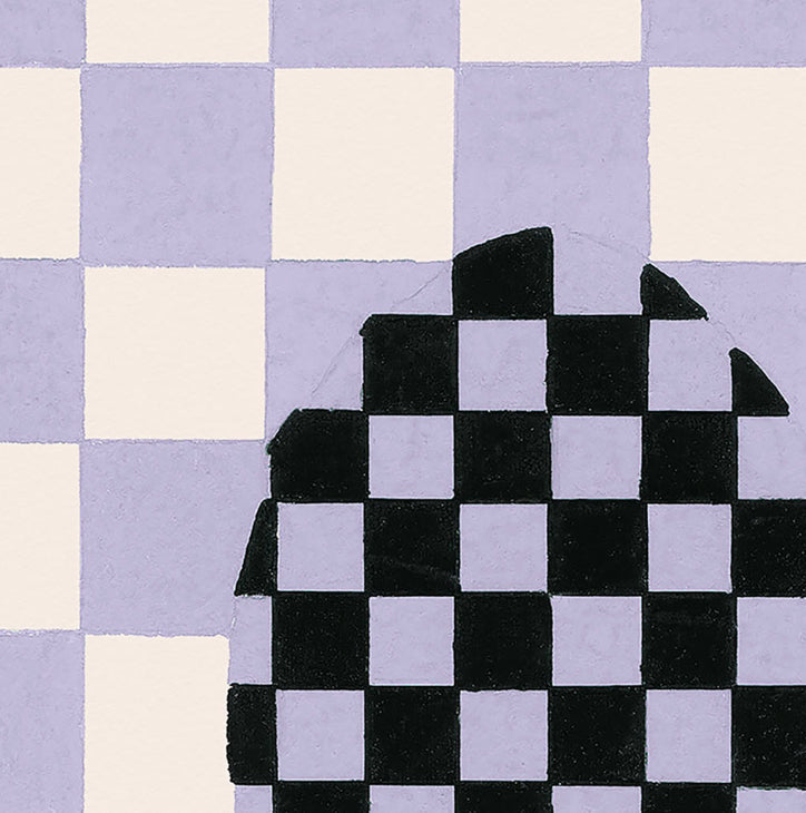 Deco Checkers Violet Veil Wallpaper