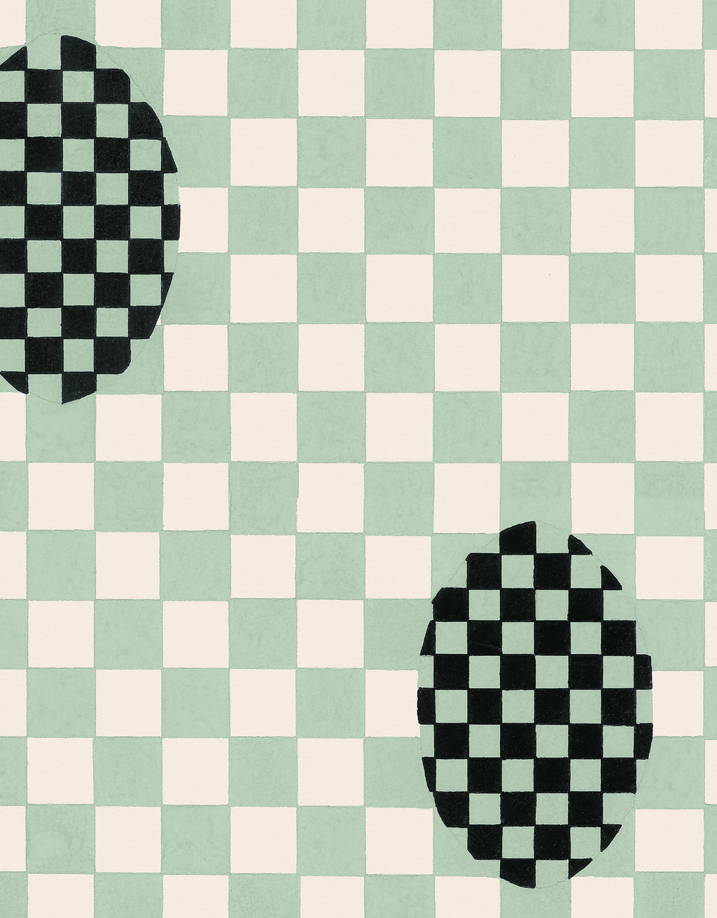 Deco Checkers Seafoam Bliss Wallpaper