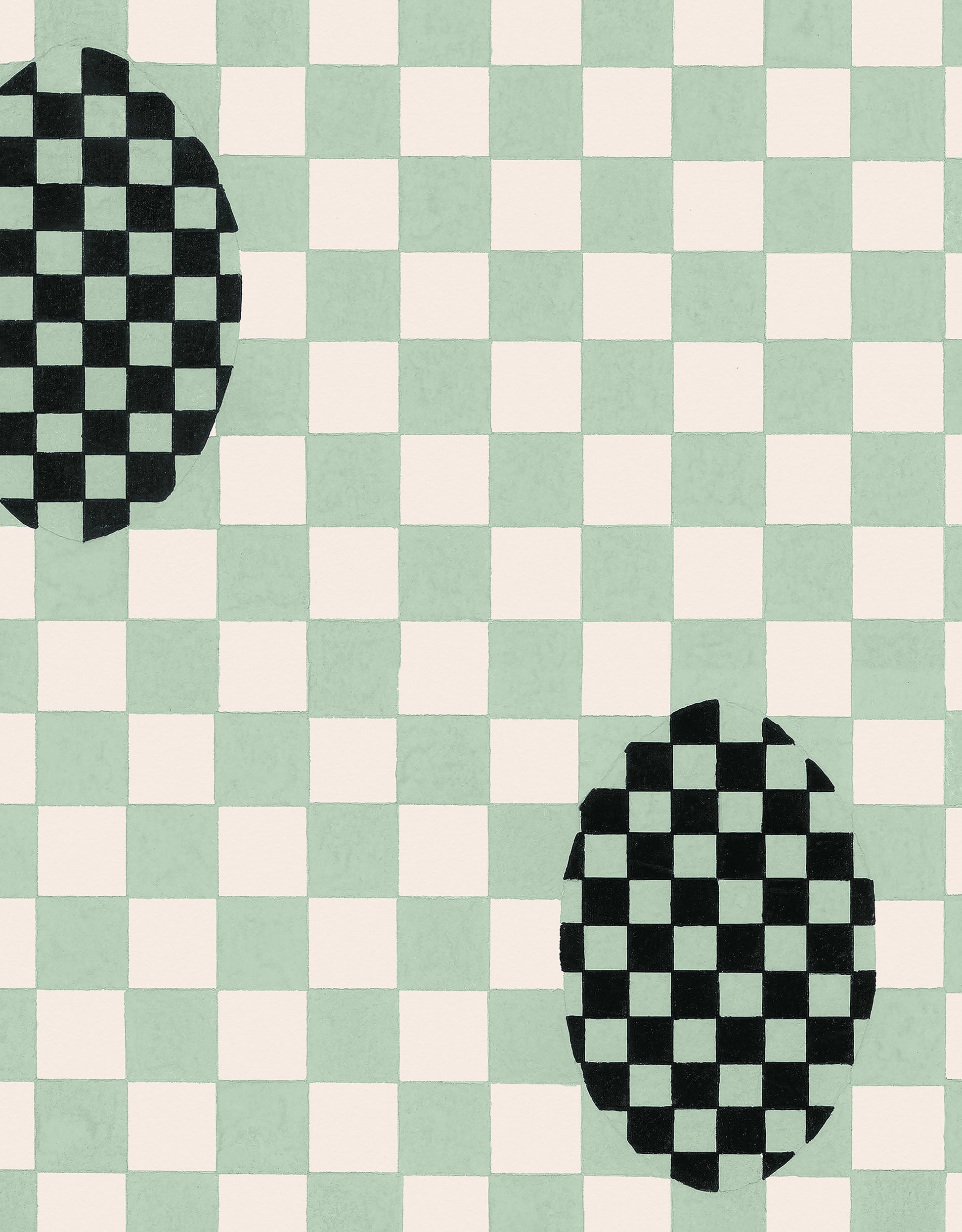 Deco Checkers Seafoam Bliss Wallpaper