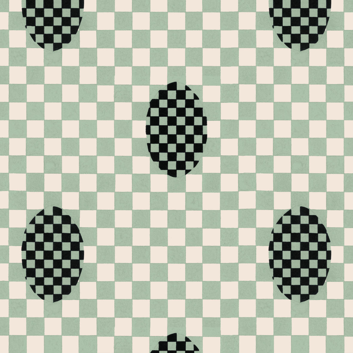 Deco Checkers Seafoam Oatmeal Linen Fabric