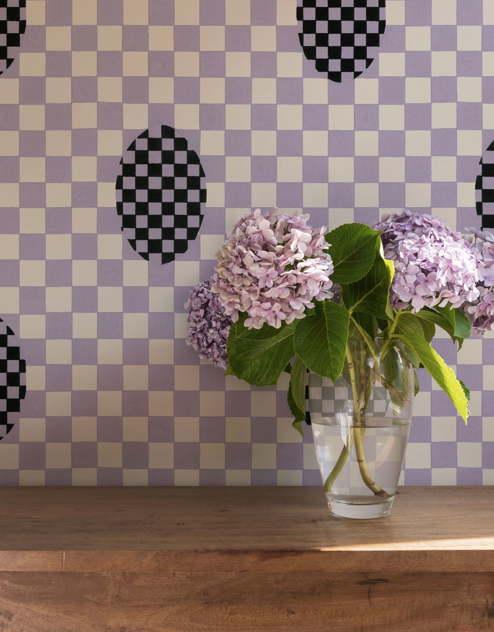 Deco Checkers Violet Veil Wallpaper
