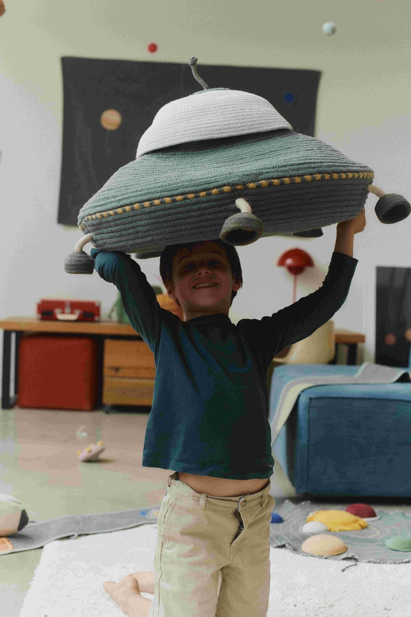 Next stop: Mars! Visit another planet with the UFO Basket and its friendly mini fabric alien! by Lorena Canals at www.brixbailey.com