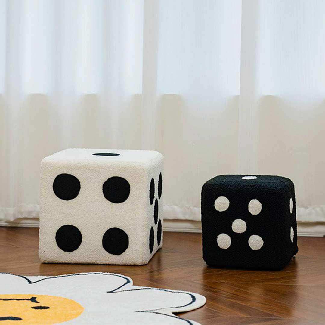 Dice Footstool in Black and White