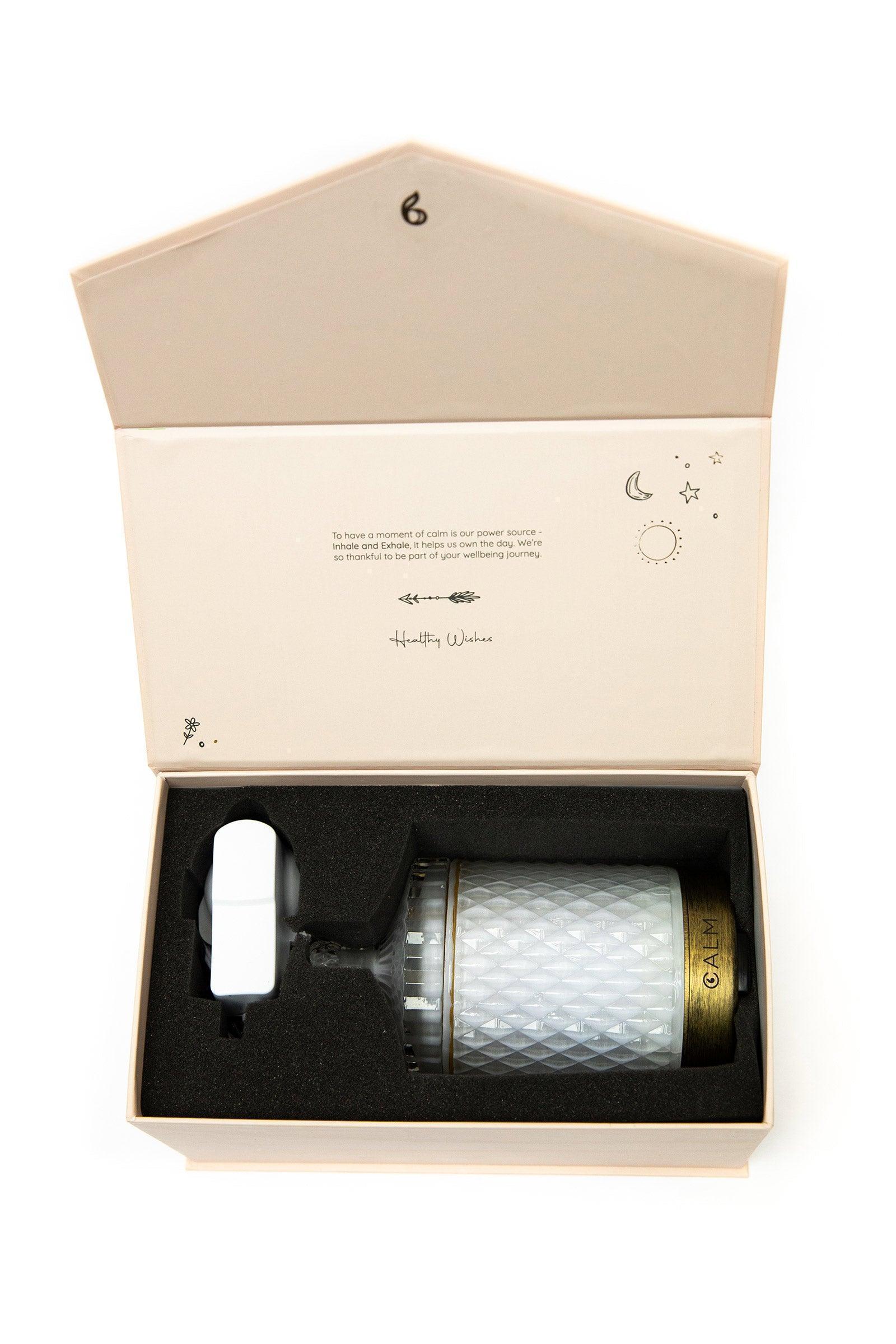 Geo Cut Glass Aroma Diffuser with Live Calm Essential Oil Set