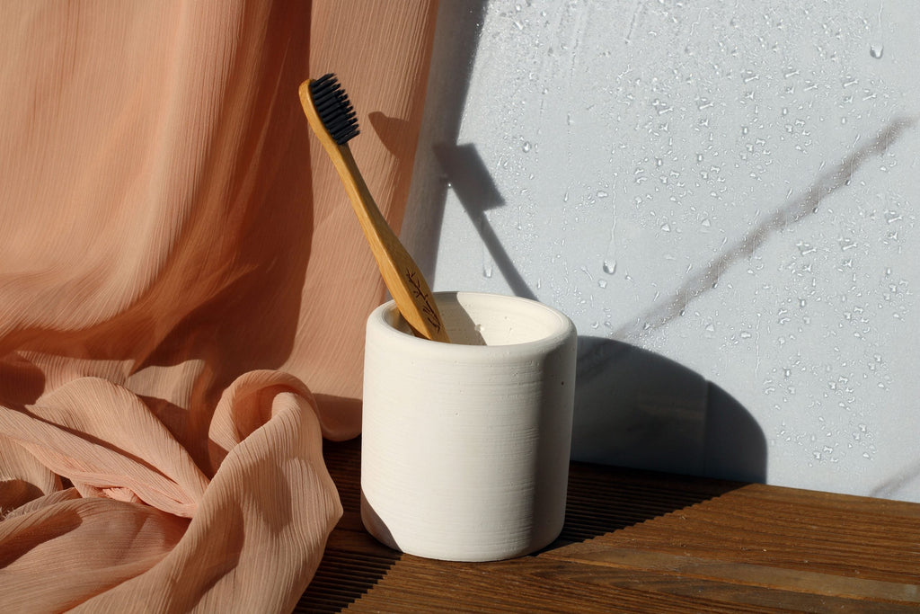 White Concrete Toothbrush Holder