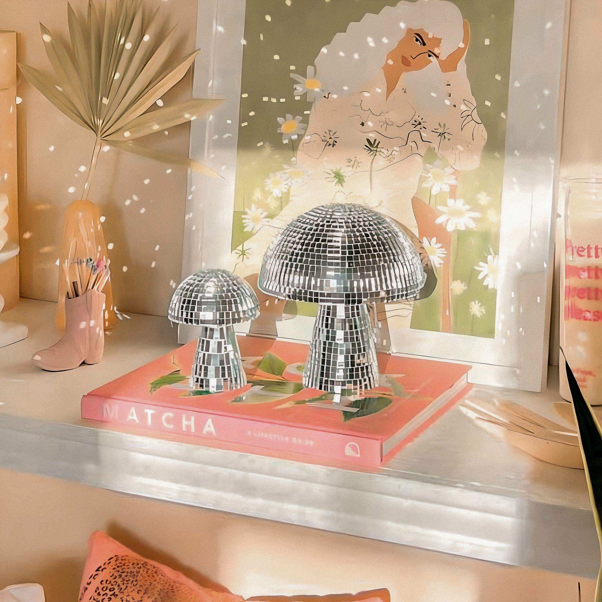 Disco Mushroom Sequin Sculpture Retro Home Decor