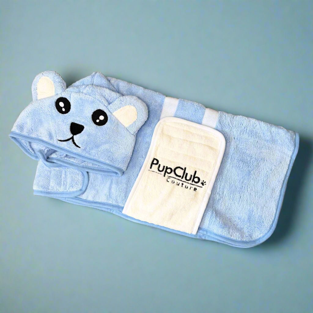 Blue Dog Drying Robe for Quick Bathtime Dry Off