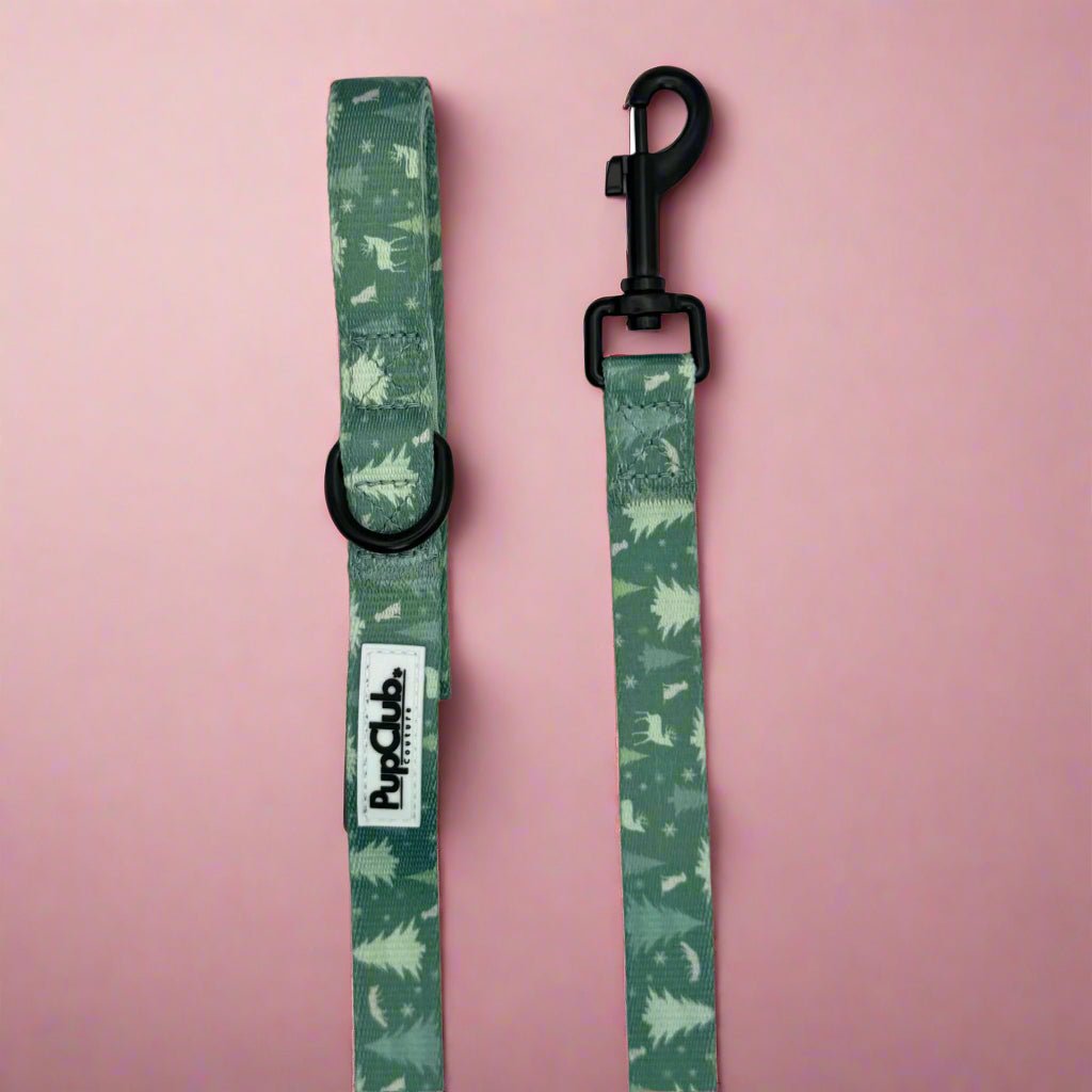 Forest Green Dog Lead with Alpine Design