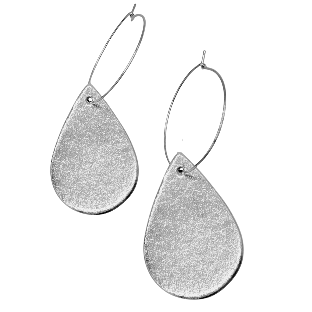 Double Sided Mini Silver Teardrop Earrings