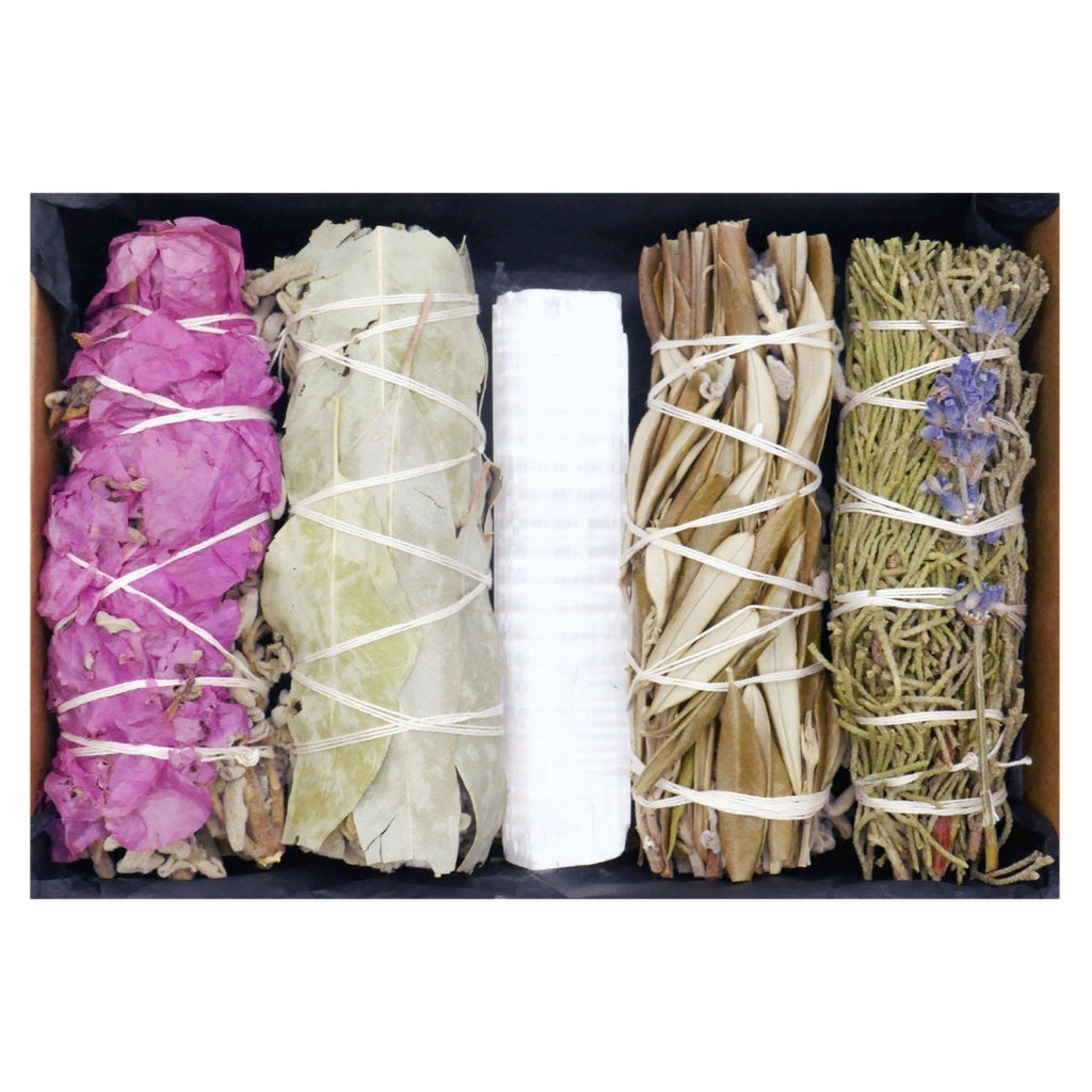 Dried Flower Sage Selenite and Cedar Cleansing Kit