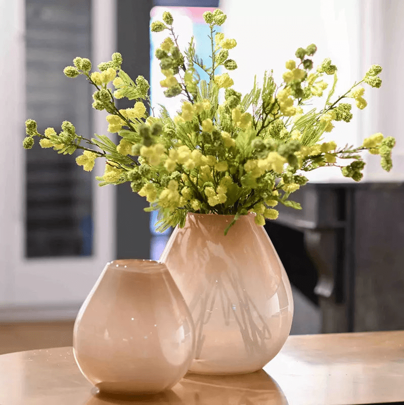 Beige Mouth Blown Glass Vase