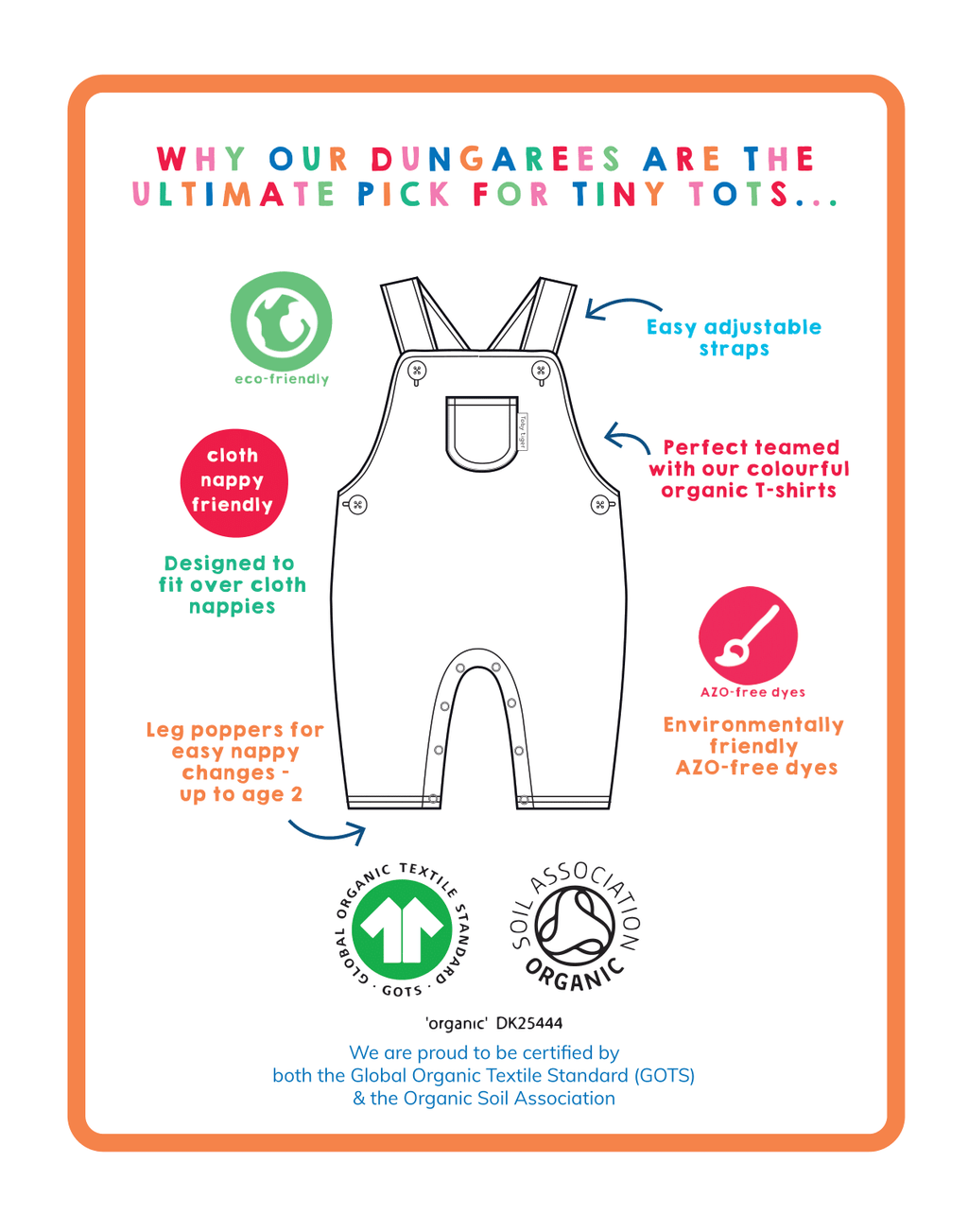 Organic Multi Stripe Dungarees