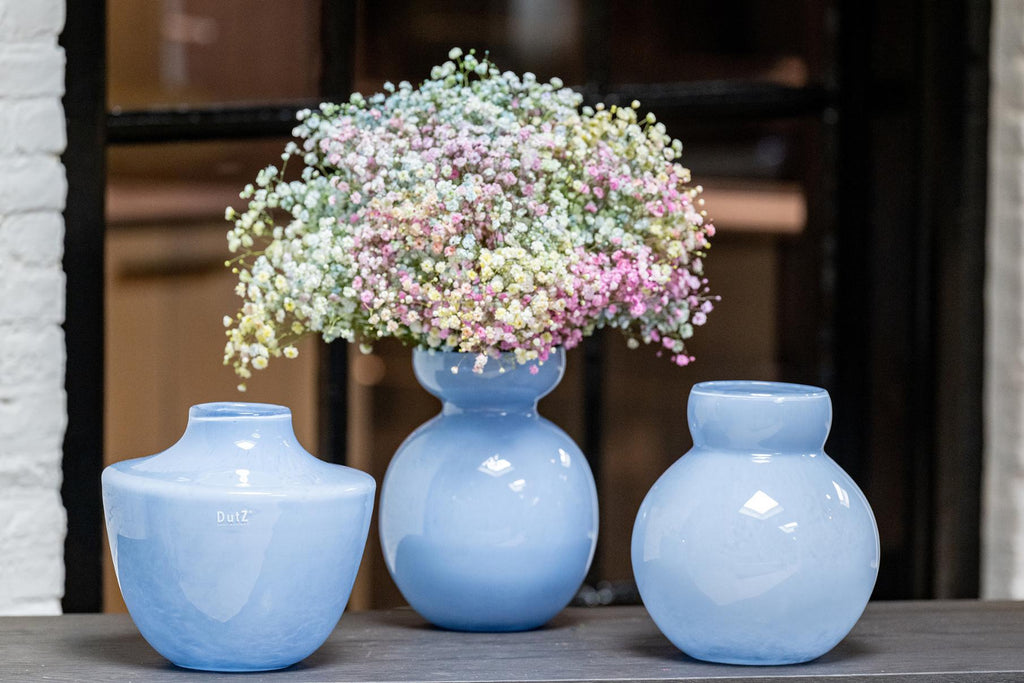Baby Blue Mouth Blown Glass Vase