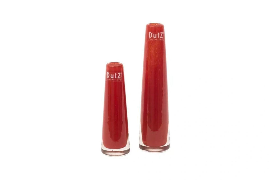 Red Mouth Blown Glass Solifleur Vase