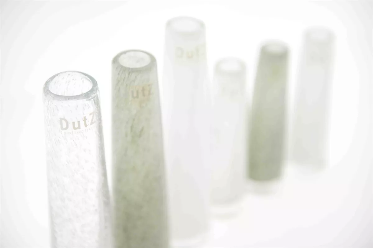Light Grey Mouth Blown Glass Bud Vase