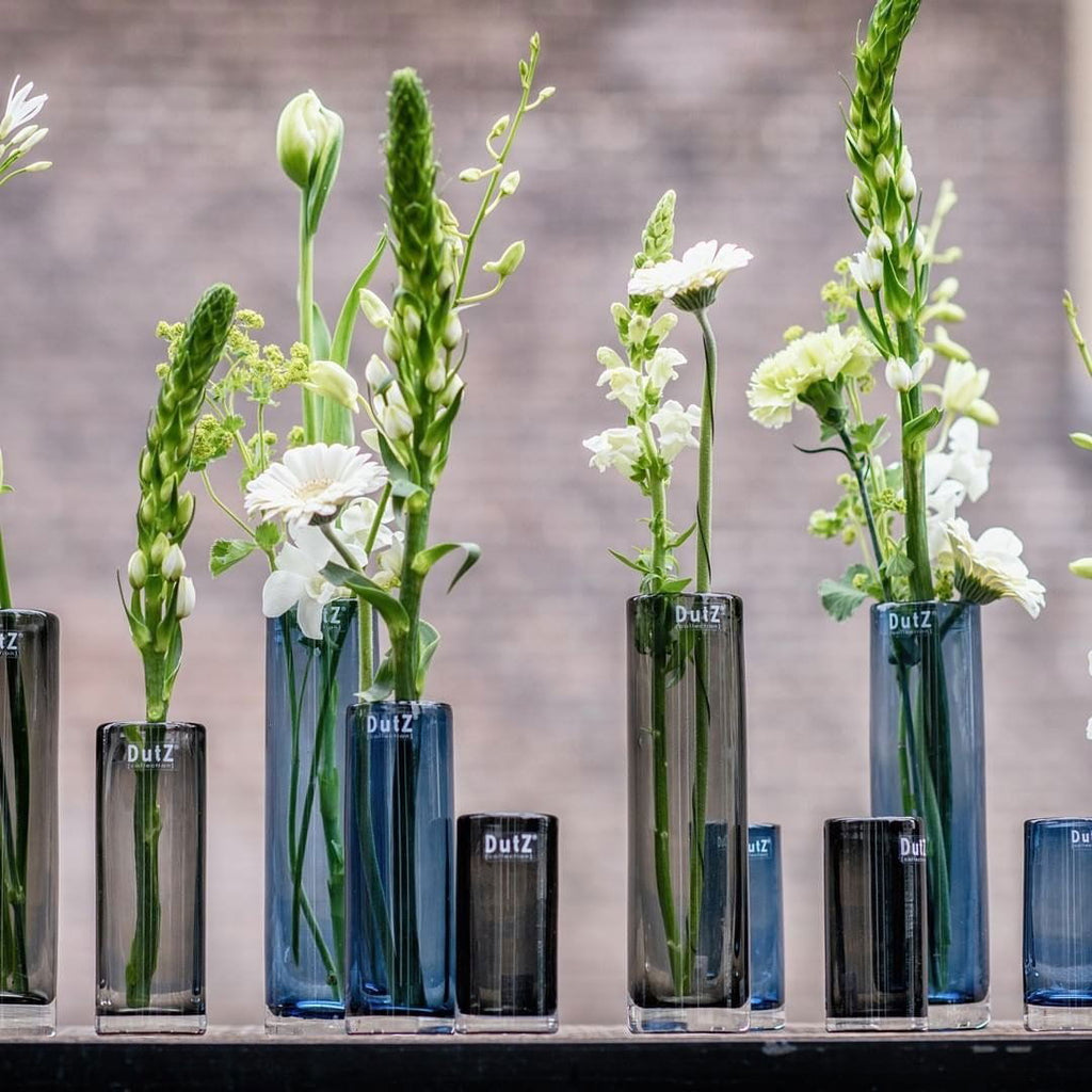 Cylinder Vase Height 25cm in Newgrey Mouth Blown Glass
