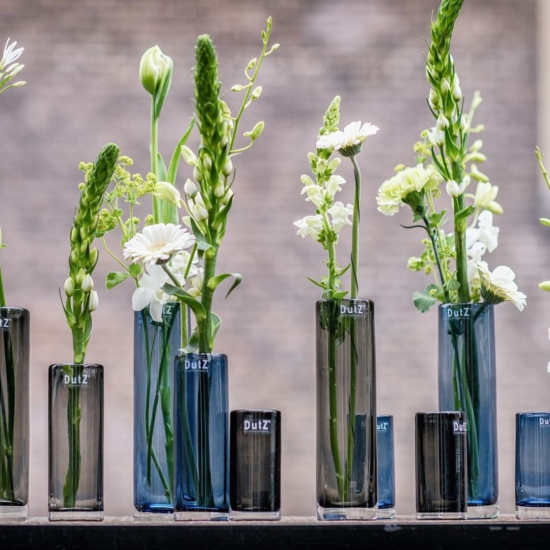 Cylinder Vase Height 25cm in Newgrey Mouth Blown Glass
