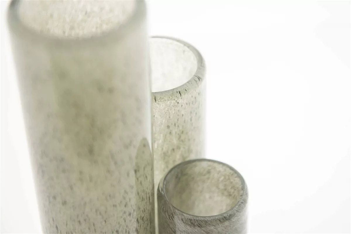 Cylinder Vase Height 25cm in Newgrey Mouth Blown Glass