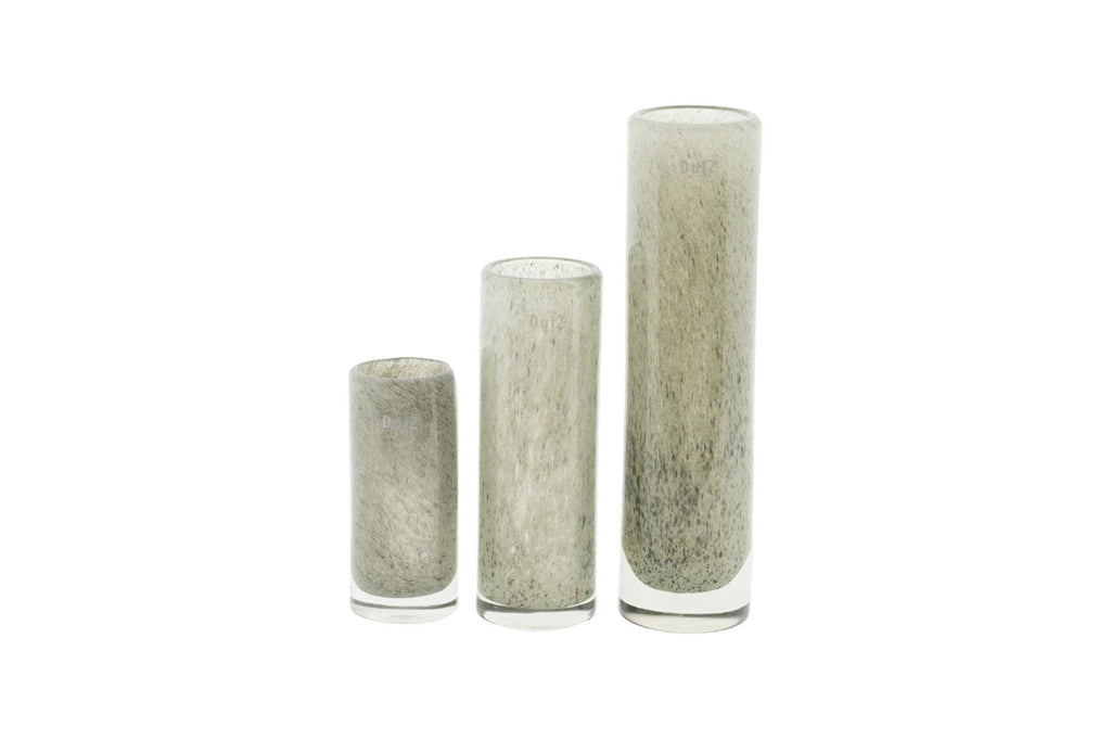 Cylinder Vase Height 25cm in Newgrey Mouth Blown Glass