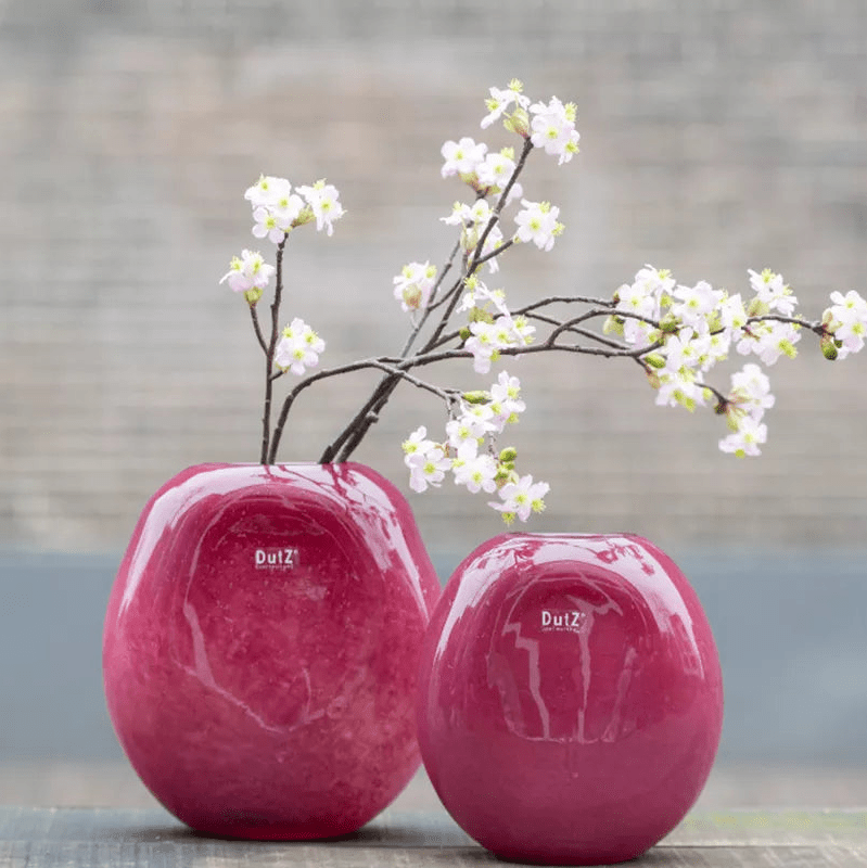 Red Bubbles Oval Glass Vase