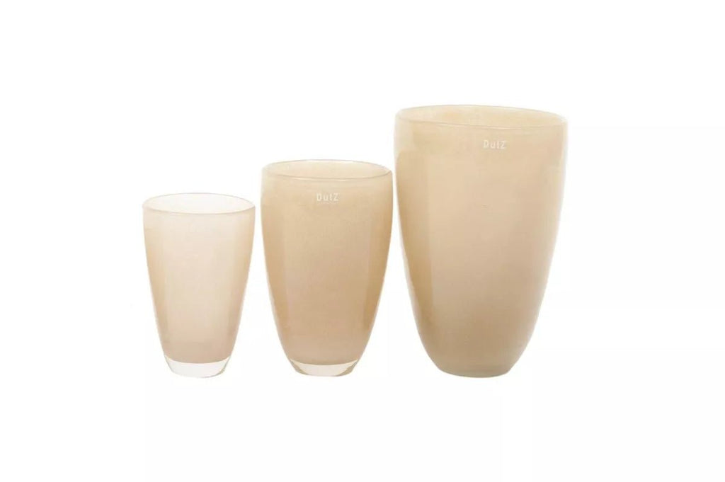 Beige Mouth Blown Glass Flower Vase